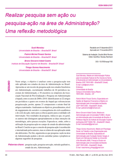 Realizar pesquisa sem ação ou pesquisa-ação na área de Administração? Uma reflexão metodológica