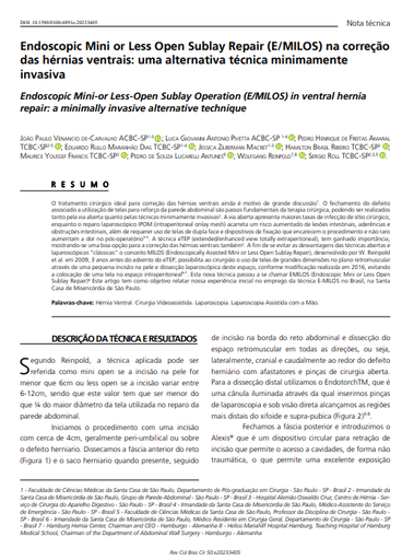 Endoscopic Mini-or Less-Open Sublay Operation (E/MILOS) in ventral hernia repair: a minimally invasive alternative technique