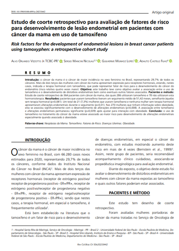 Risk factors for the development of endometrial lesions in breast cancer patients using tamoxyphen: a retrospective cohort study