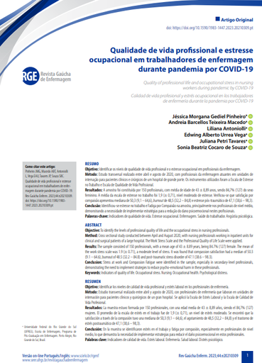 Professional quality of life and occupational stress in nursing workers during the COVID-19 pandemic