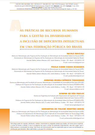 AS PRÁTICAS DE RECURSOS HUMANOS PARA A GESTÃO DA DIVERSIDADE: A INCLUSÃO DE DEFICIENTES INTELECTUAIS EM UMA FEDERAÇÃO PÚBLICA DO BRASIL