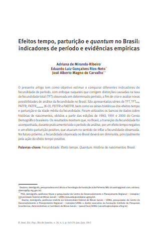 Efeitos tempo, parturição e quantum no Brasil: indicadores de período e evidências empíricas