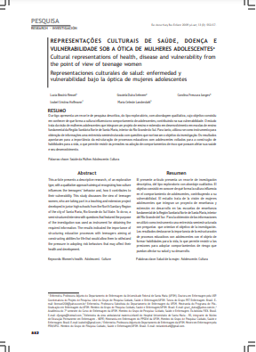 Representações culturais de saúde, doença e vulnerabilidade sob a ótica de mulheres adolescentes