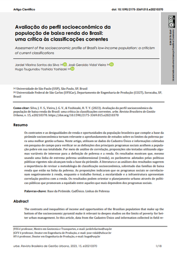 Avaliação do perfil socioeconômico da população de baixa renda do Brasil: uma crítica às classificações correntes