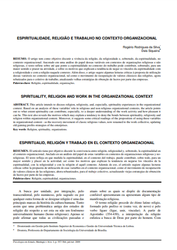 Espiritualidade, religião e trabalho no contexto organizacional