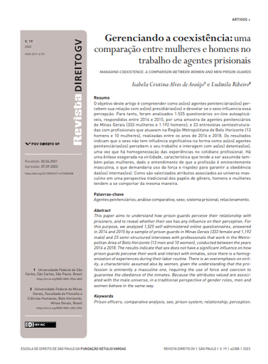 Gerenciando a coexistência: uma comparação entre mulheres e homens no trabalho de agentes prisionais
