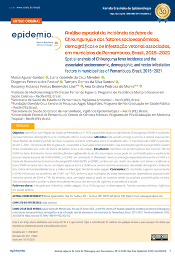 Spatial analysis of Chikungunya fever incidence and the associated socioeconomic, demographic, and vector infestation factors in municipalities of Pernambuco, Brazil, 2015–2021