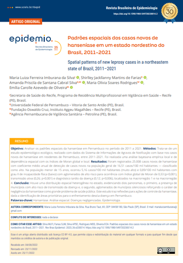 Spatial patterns of new leprosy cases in a northeastern state of Brazil, 2011–2021