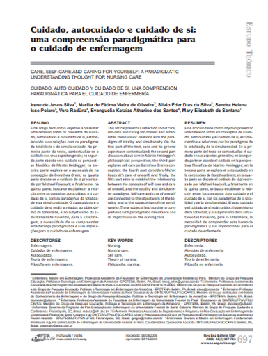 Cuidado, autocuidado e cuidado de si: uma compreensão paradigmática para o cuidado de enfermagem