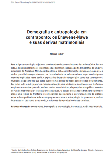 Demografia e antropologia em contraponto: os Enawene-Nawe e suas derivas matrimoniais