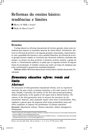 Reformas do ensino básico: tendências e limites