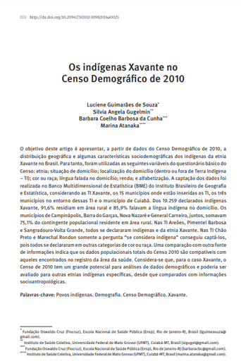 Os indígenas Xavante no Censo Demográfico de 2010