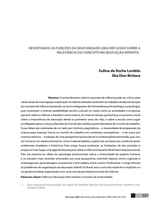 Revisitando as funções da imaturidade: uma reflexão sobre a relevância do conceito na Educação Infantil