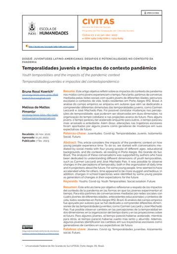 Temporalidades juvenis e impactos do contexto pandêmico