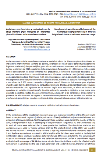 Variaciones morfométricas y conductuales de la abeja melífera (Apis mellifera) en diferentes pisos altitudinales
