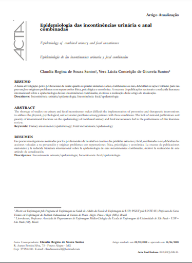 Epidemiologia das incontinências urinária e anal combinadas