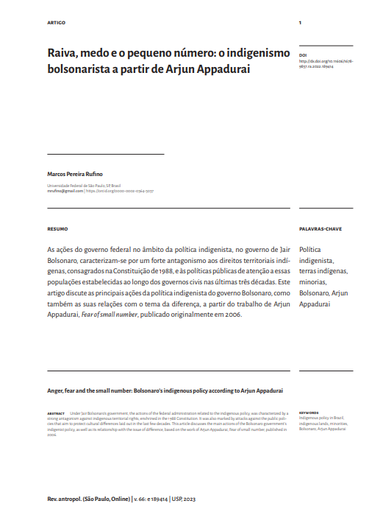 Raiva, medo e o pequeno número: o indigenismo bolsonarista a partir de Arjun Appadurai