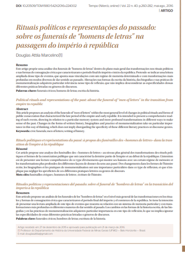 Rituais políticos e representações do passado: sobre os funerais de “homens de letras” na passagem do império à república