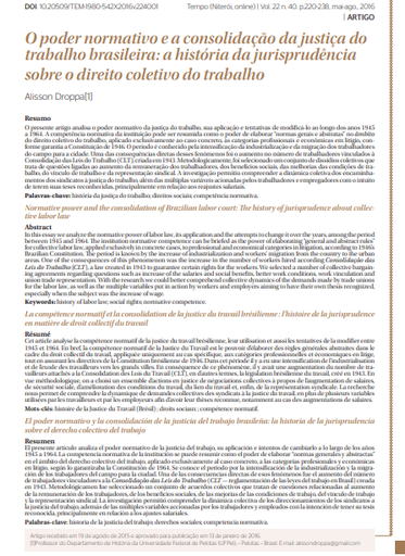 O poder normativo e a consolidação da justiça do trabalho brasileira: a história da jurisprudência sobre o direito coletivo do trabalho
