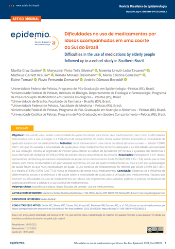 Dificuldades no uso de medicamentos por idosos acompanhados em uma coorte do Sul do Brasi