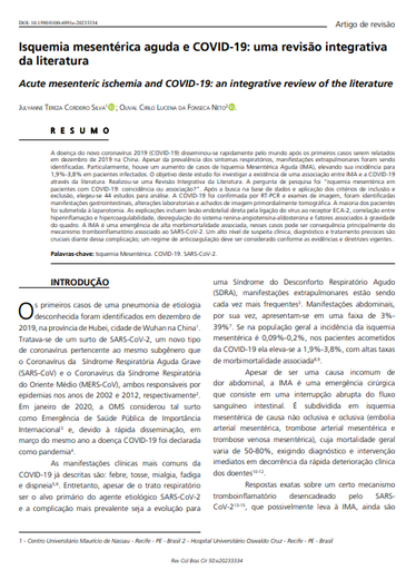 Acute mesenteric ischemia and COVID-19: an integrative review of the literature