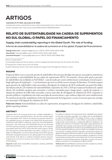 SUPPLY CHAIN SUSTAINABILITY REPORTING IN THE GLOBAL SOUTH: THE ROLE OF FUNDING