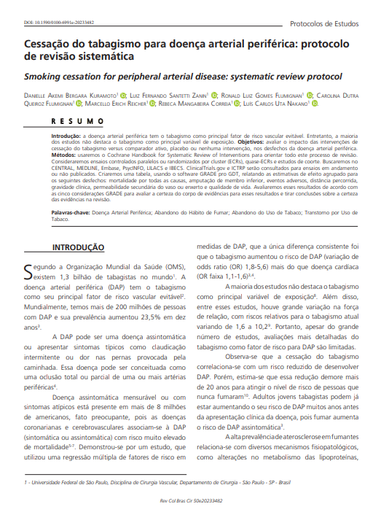 Smoking cessation for peripheral arterial disease: systematic review protocol