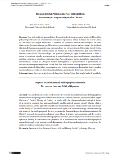Relatos de uma Pesquisa Teórico-Bibliográfica: Reconstrução enquanto Operador Crítico