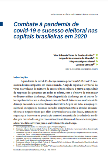 Combate à pandemia de covid-19 e sucesso eleitoral nas capitais brasileiras em 2020