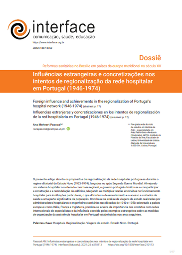 Influências estrangeiras e concretizações nos intentos de regionalização da rede hospitalar em Portugal (1946-1974)