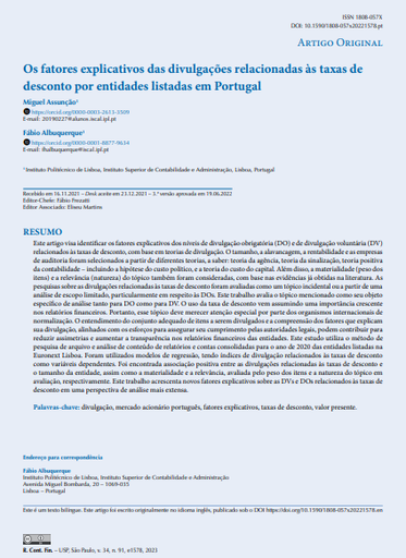 The explanatory factors of disclosures related to the discount rates by listed entities in Portugal