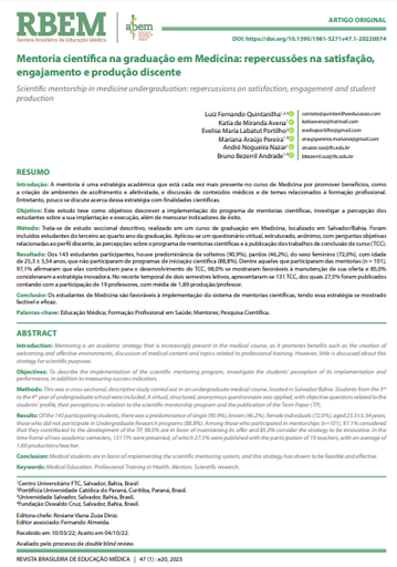 Mentoria científica na graduação em Medicina: repercussões na satisfação, engajamento e produção discente