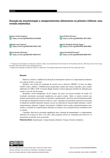 Breastfeeding duration and eating behavior in early childhood: a systematic review