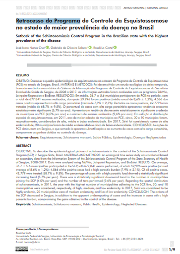 Retrocesso do Programa de Controle da Esquistossomose no estado de maior prevalência da doença no Brasil