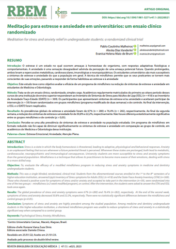 Meditação para estresse e ansiedade em universitários: um ensaio clínico randomizado