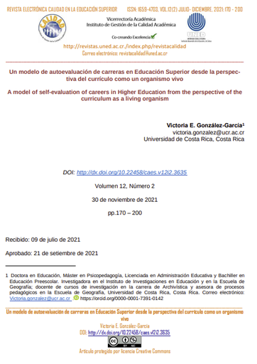 Un modelo de autoevaluación de carreras en Educación Superior desde perspectiva del currículo como organismo vivo