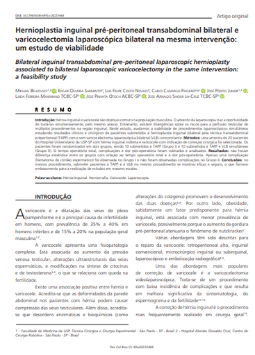 Bilateral inguinal transabdominal pre-peritoneal laparoscopic hernioplasty associated to bilateral laparoscopic varicocelectomy in the same intervention: a feasibility study