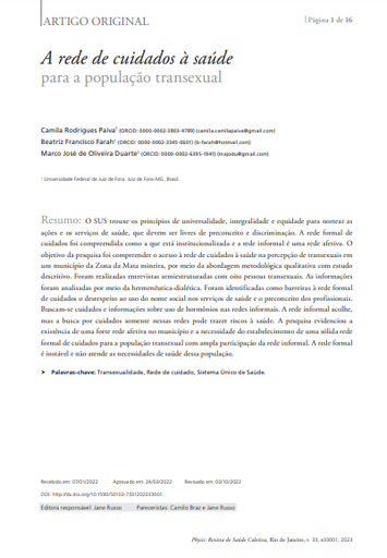 A rede de cuidados à saúde para a população transexua
