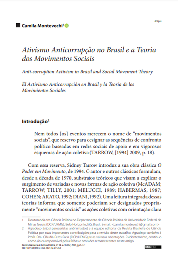 Ativismo Anticorrupção no Brasil e a Teoria dos Movimentos Sociais
