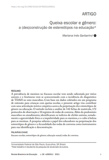 Queixa escolar e gênero: a (des)construção de estereótipos na educação