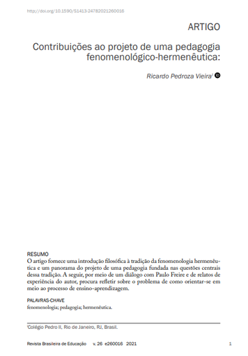 Contribuições ao projeto de uma pedagogia fenomenológico-hermenêutica