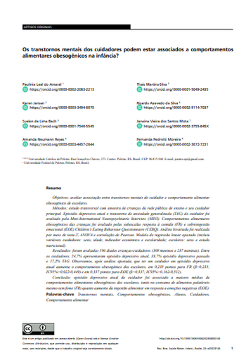 Can caregivers’ mental disorders be associated with childhood obesogenic eating behavior?