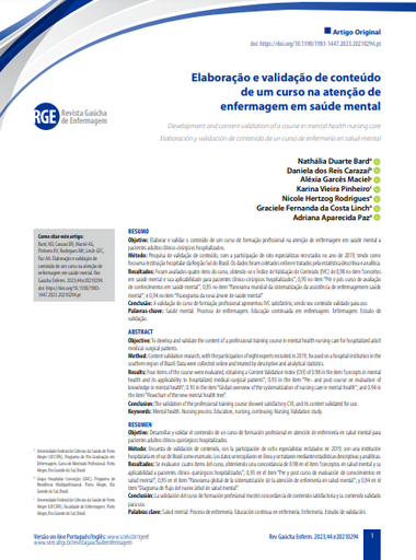 Development and content validation of a course in mental health nursing care