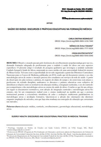 SAÚDE DO IDOSO: DISCURSOS E PRÁTICAS EDUCATIVAS NA FORMAÇÃO MÉDICA