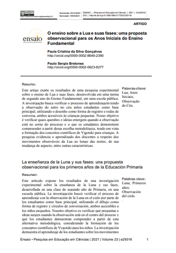 O ensino sobre a Lua e suas fases: uma proposta observacional para os Anos Iniciais do Ensino Fundamental