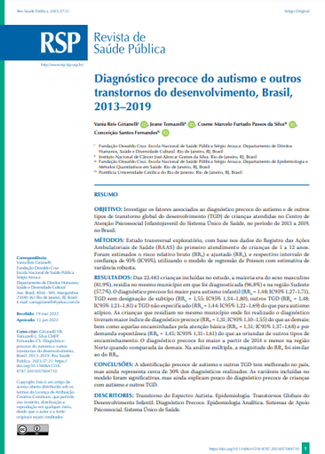 Early diagnosis of autism and other developmental disorders, Brazil, 2013–2019