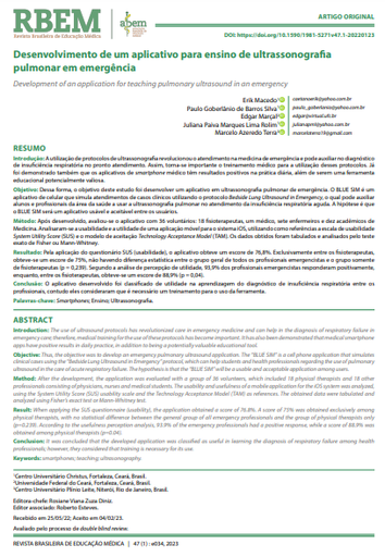 Desenvolvimento de um aplicativo para ensino de ultrassonografia pulmonar em emergência