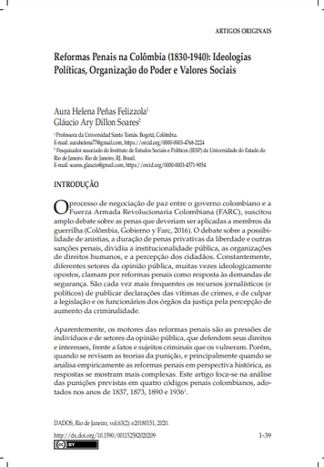 Reformas Penais na Colômbia (1830-1940): Ideologias Políticas, Organização do Poder e Valores Sociais