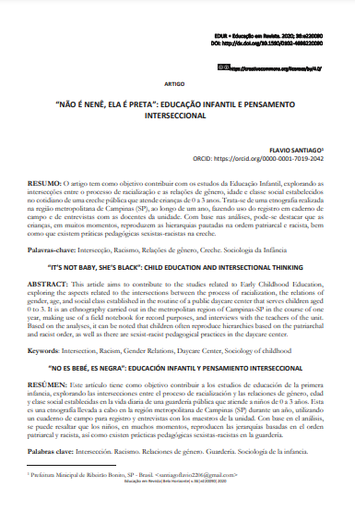 “NÃO É NENÊ, ELA É PRETA”: EDUCAÇÃO INFANTIL E PENSAMENTO INTERSECCIONAL