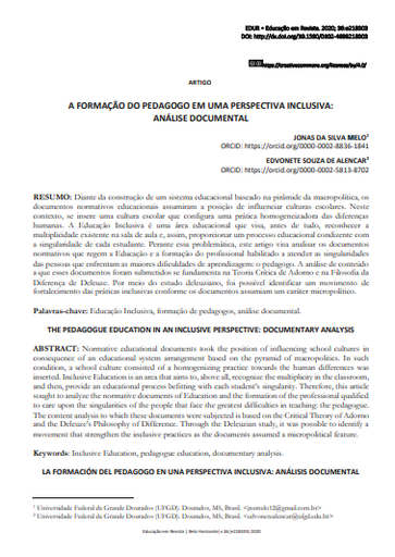 A FORMAÇÃO DO PEDAGOGO EM UMA PERSPECTIVA INCLUSIVA: ANÁLISE DOCUMENTAL